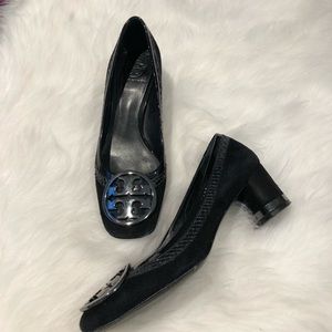 Tory Burch Suede Block Heel Pump - Black